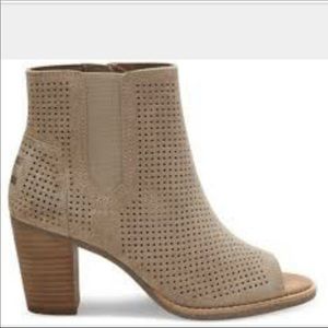 TOMS Open Toe Suede Booties